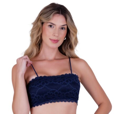 Top Faixa com Bojo em Renda e Alças Finas – Kit Mania Lingerie