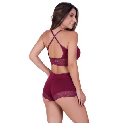 Conjunto Letícia Sem Bojo e Sem Arco com Caleçon em Renda de Poliamida e Tecido - Image 6