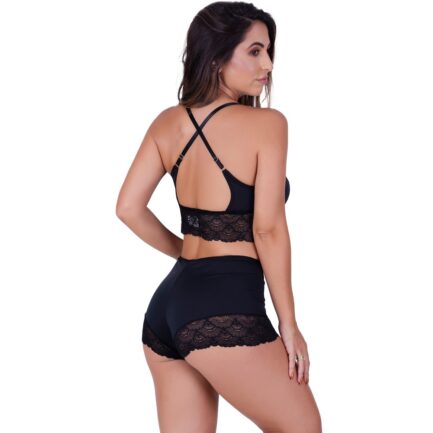 Conjunto Letícia Sem Bojo e Sem Arco com Caleçon em Renda de Poliamida e Tecido - Image 8