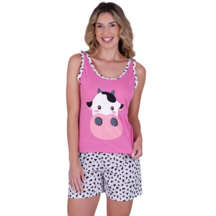 Short Doll com Estampa Central e Alças Regata – Miidian Lingerie